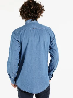 Polo Club Camicia da uomo in jeans a maniche lunghe