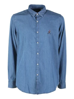 Polo Club Camicia da uomo in jeans a maniche lunghe