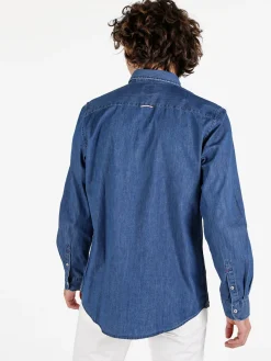 Polo Club Camicia da uomo in jeans a maniche lunghe
