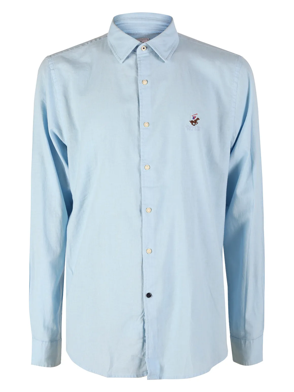 Polo Club Camicia da uomo in misto lino e cotone a maniche lunghe