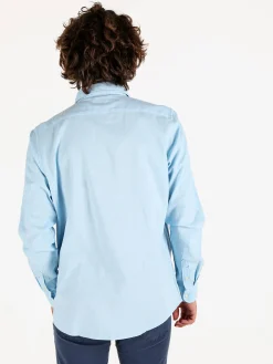 Polo Club Camicia da uomo in misto lino e cotone a maniche lunghe