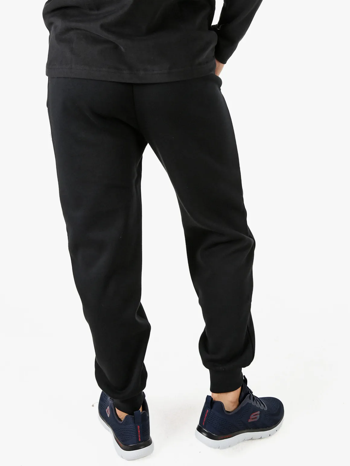 Polo Club Pantaloni tuta da uomo felpati con polsini - nero