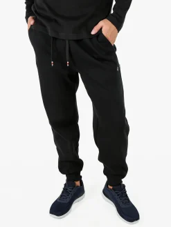 Polo Club Pantaloni tuta da uomo felpati con polsini - nero