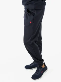 Polo Club Pantaloni tuta da uomo felpati con polsini - blu scuro