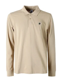 Polo Club Polo da uomo in cotone con logo a maniche lunghe - khaki
