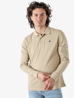 Polo Club Polo da uomo in cotone con logo a maniche lunghe - khaki