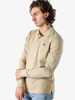 Polo Club Polo da uomo in cotone con logo a maniche lunghe - khaki