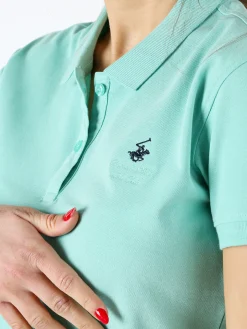 Polo Club Polo donna in cotone a maniche corte - acqua marina