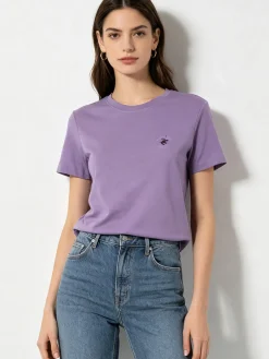 Polo Club T-shirt girocollo da donna in cotone - viola