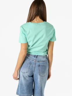 Polo Club T-shirt girocollo da donna in cotone - acqua marina