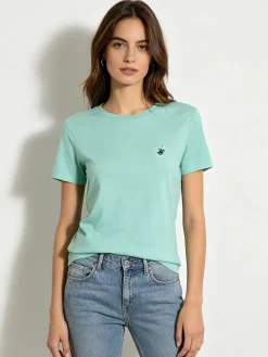 Polo Club T-shirt girocollo da donna in cotone - acqua marina