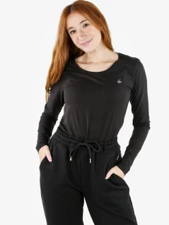 Polo Club T-shirt girocollo da donna a maniche lunghe in cotone - nero