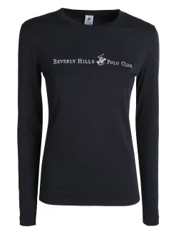 Polo Club T-shirt girocollo da donna a maniche lunghe in cotone - blu scuro