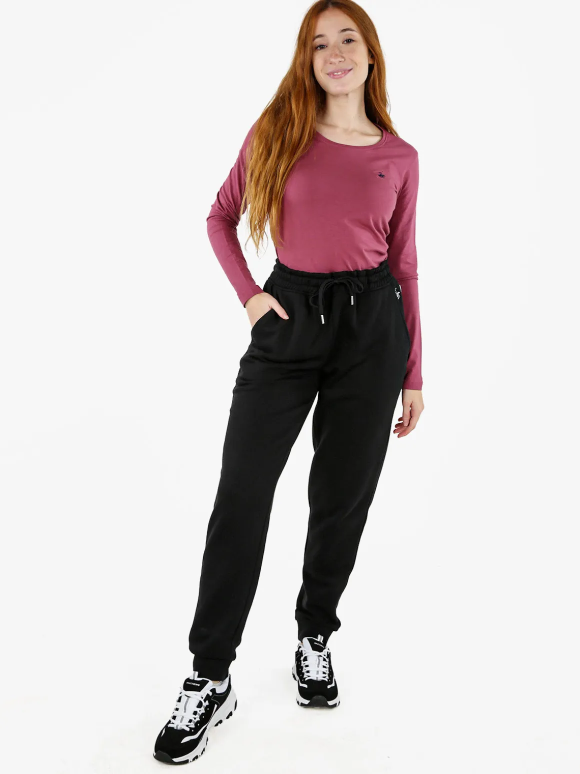 Polo Club T-shirt girocollo da donna a maniche lunghe in cotone