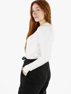 Polo Club T-shirt girocollo da donna a maniche lunghe in cotone - bianco