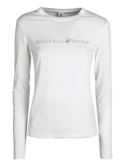 Polo Club T-shirt girocollo da donna a maniche lunghe in cotone - bianco