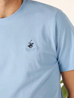 Polo Club T-shirt girocollo da uomo in cotone - azzurro