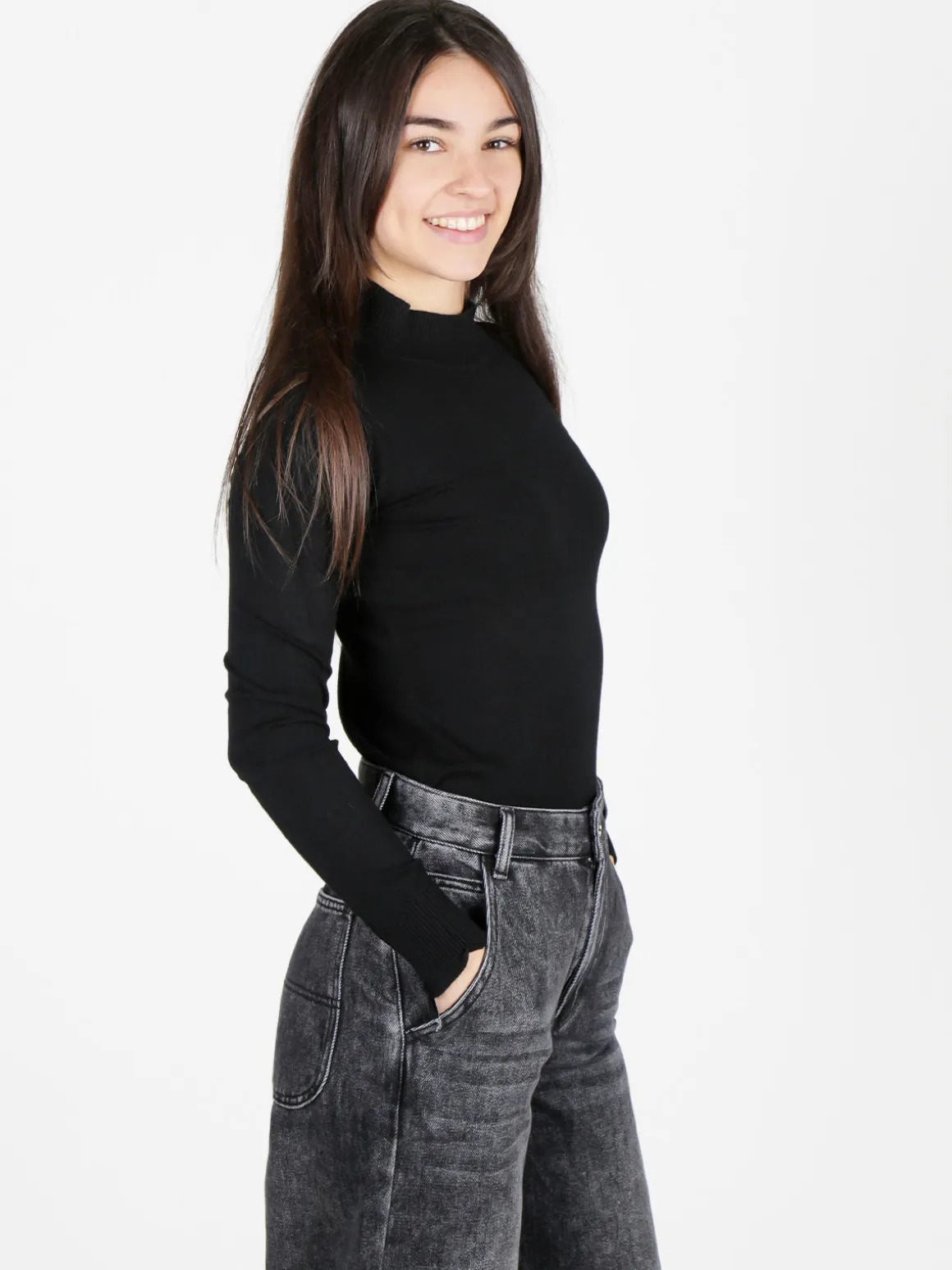 Ppt Style Pullover donna in maglia con collo a lupetto