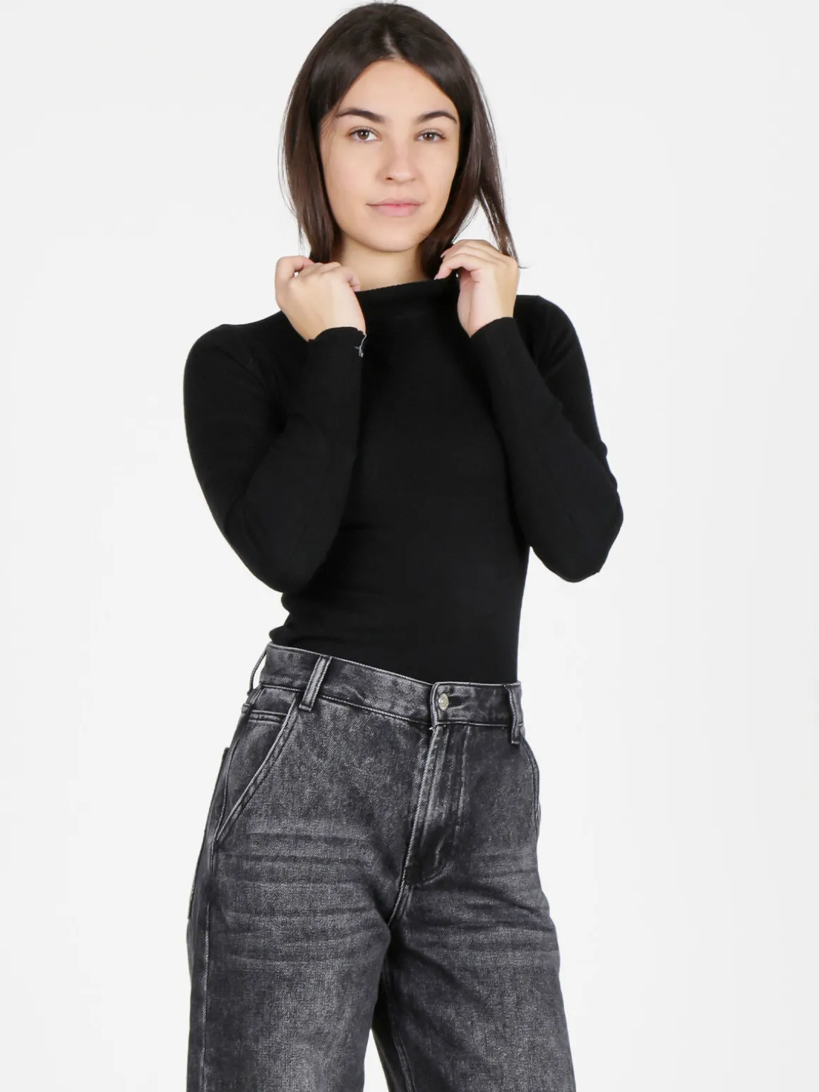 Ppt Style Pullover donna in maglia con collo a lupetto