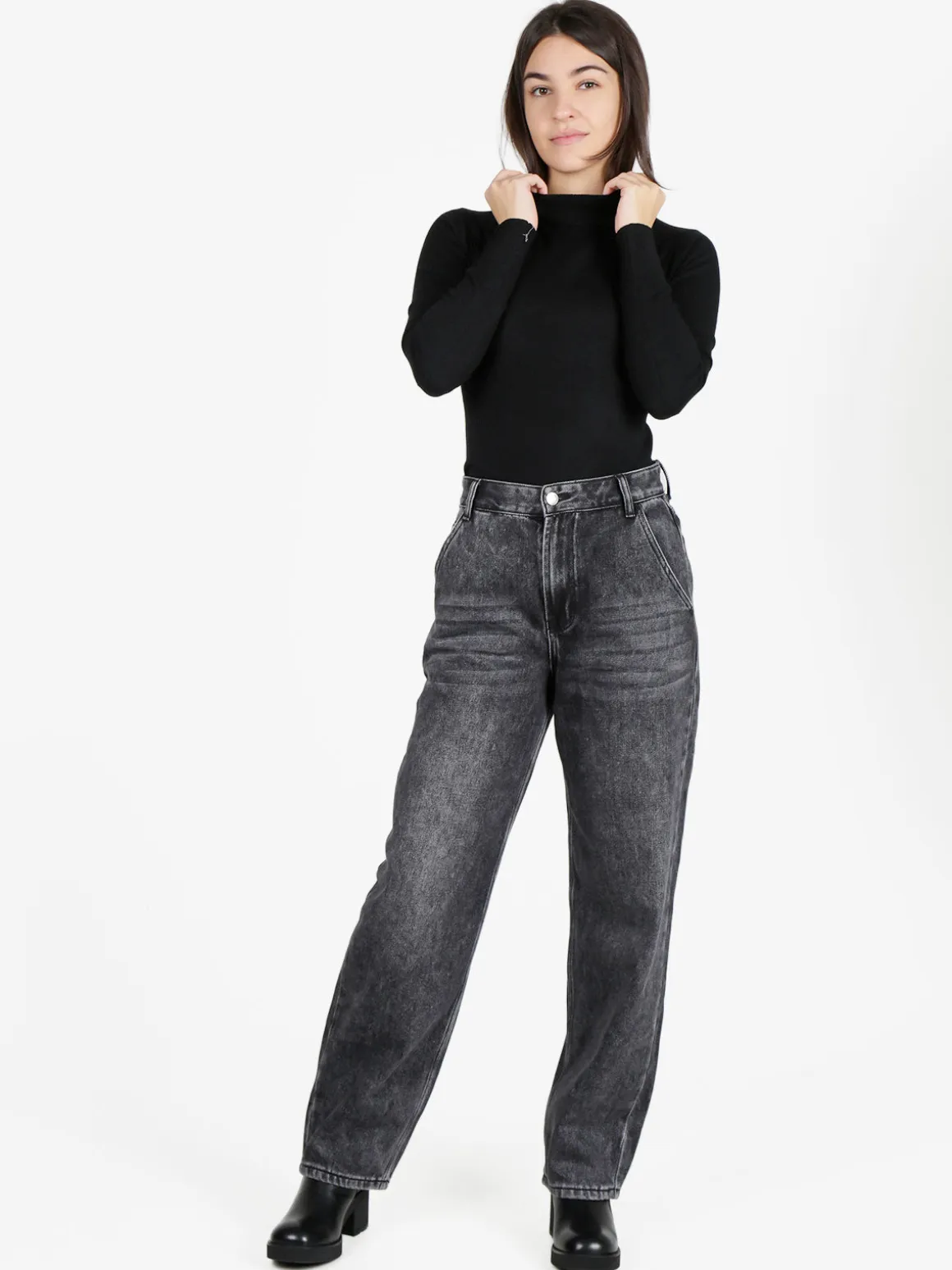 Ppt Style Pullover donna in maglia con collo a lupetto