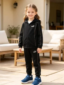 Puma ESS+ANIMAL FZ HOODED SUIT Completo tuta da ragazza - nero