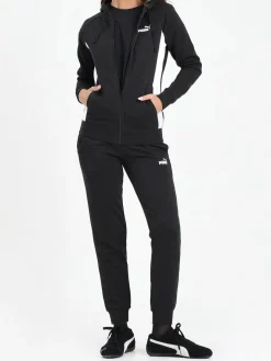 Puma FULL - ZIP HOODED SWEAT SUIT Completo tuta donna con cappuccio e zip - nero