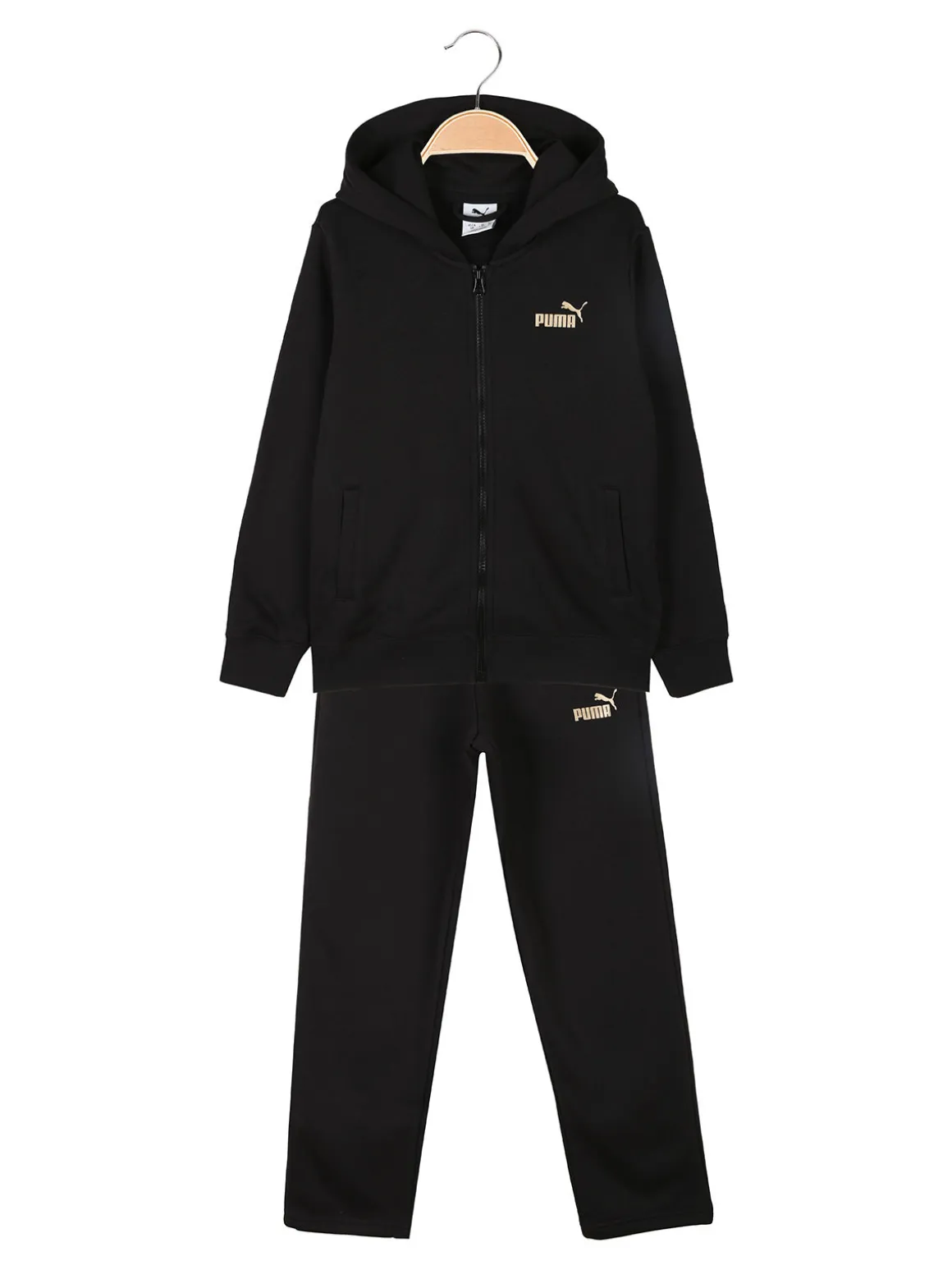 Puma METALLIC SWEAT SUIT Completo tuta da ragazzi con cappuccio e zip - nero