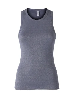 Pura Canotta da donna in cotone lamè - blu