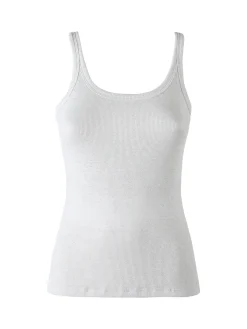Pura Canotta da donna in cotone lamé - argento