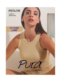 Pura Canotta da donna in cotone lamè - oro