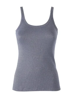 Pura Canotta da donna in cotone lamé - blu