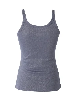 Pura Canotta da donna in cotone lamé - blu