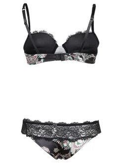 Pura P0709C Push up graduato + brasiliano in raso con stampe