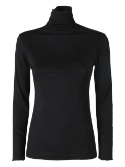 Pura P0736M Dolcevita donna a costine in cashmere - nero