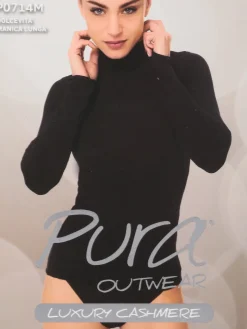 Pura P0714M Dolcevita donna in cashmere a manica lunga