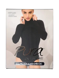 Pura P0714M Dolcevita donna in cashmere a manica lunga - moro