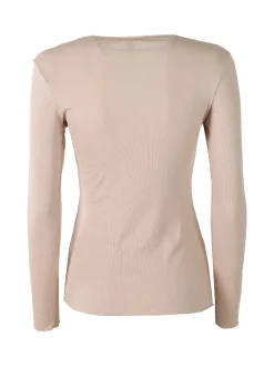 Pura P0735M Maglietta donna a costine in cashmere con scollo a barca - naturale