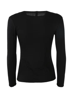 Pura P0735M Maglietta donna a costine in cashmere con scollo a barca - nero