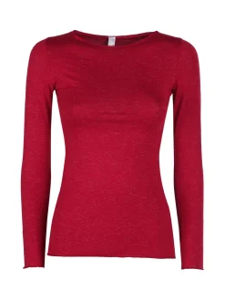 Pura P0724M Maglietta donna in lurex a maniche lunghe con scollo a barca