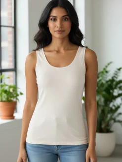 Pura P0718M Top donna in bamboo a spalla larga - sabbia