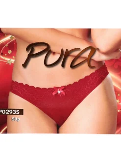Pura Slip donna in pizzo con fiocco