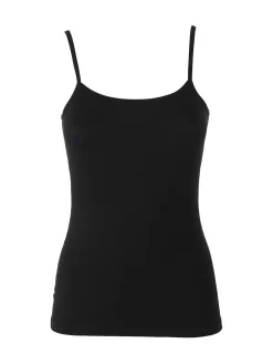 Pura Top donna a costine in bamboo - nero