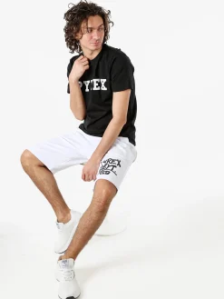 Pyrex Bermuda sportivi da uomo in cotone con logo - bianco