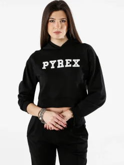 Pyrex Felpa da donna con cappuccio e logo - nero