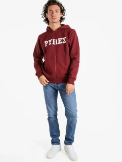 Pyrex Felpa da uomo con cappuccio e zip - bordeaux