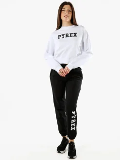 Pyrex Felpa donna oversize con logo - bianco