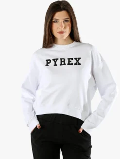 Pyrex Felpa donna oversize con logo - bianco