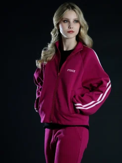 Pyrex Felpa sportiva da donna full zip a collo alto - fucsia