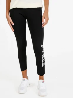 Pyrex Leggings donna sportivi in cotone con logo - nero
