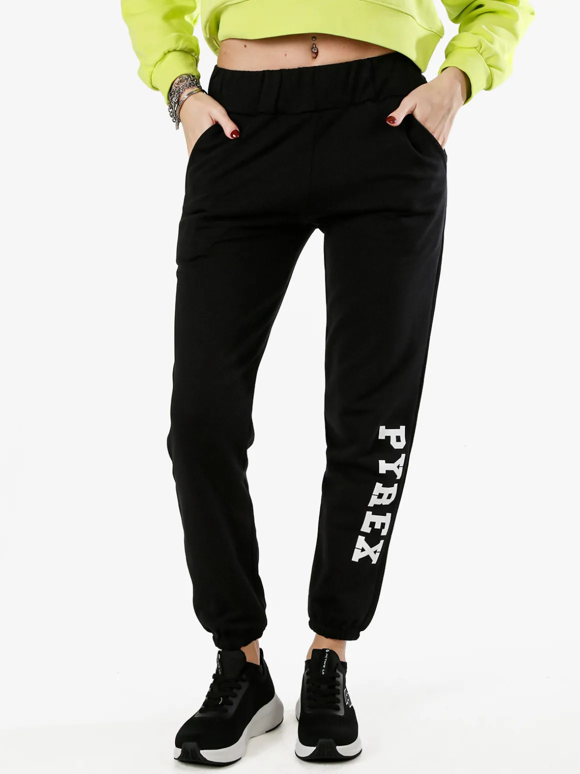 Pyrex Pantaloni sportivi da donna con logo in cotone - nero
